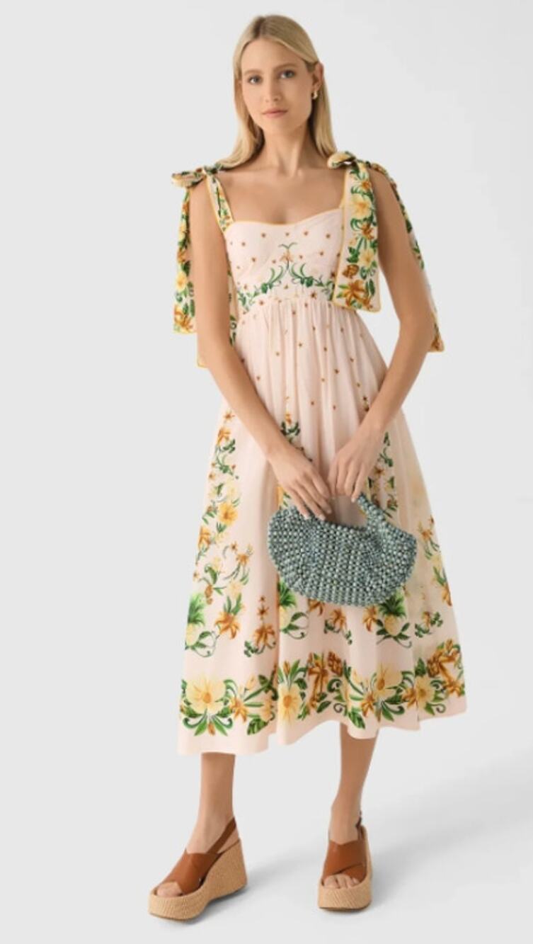 Farm Rio Botanical Beauty Laces Cup Midi Dress size XL